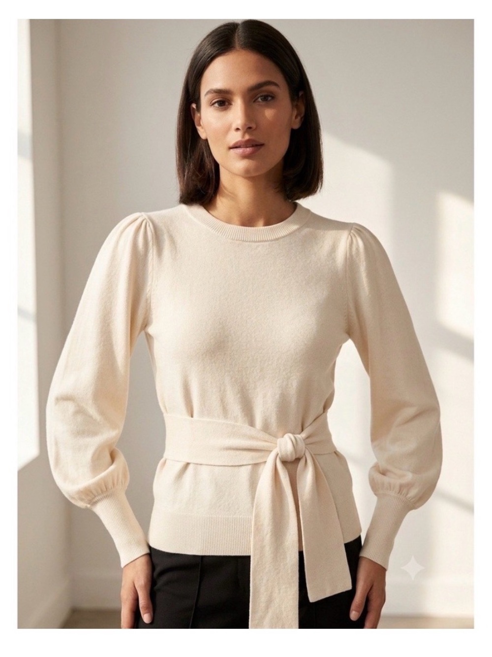 Lauren Ralph Lauren cream tie elegant sweater